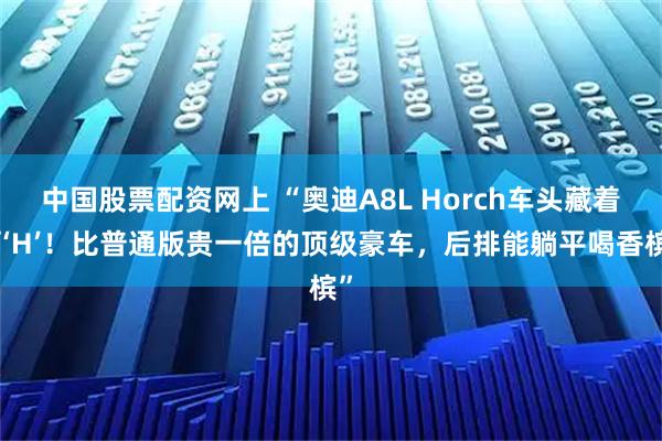 中国股票配资网上 “奥迪A8L Horch车头藏着俩‘H’！比普通版贵一倍的顶级豪车，后排能躺平喝香槟”